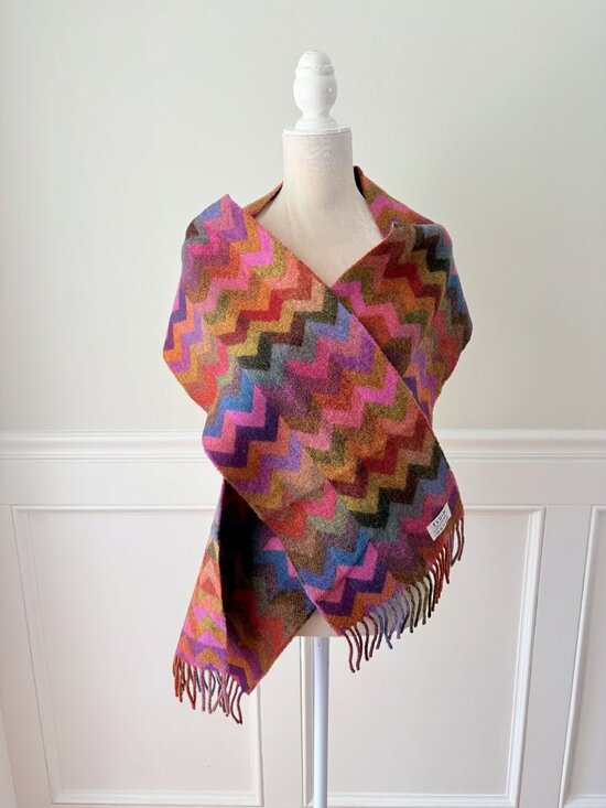 Johnstons of Elgin Accessories - Johnstons of Elgin Lambswool Chevron Colorful Scarf
